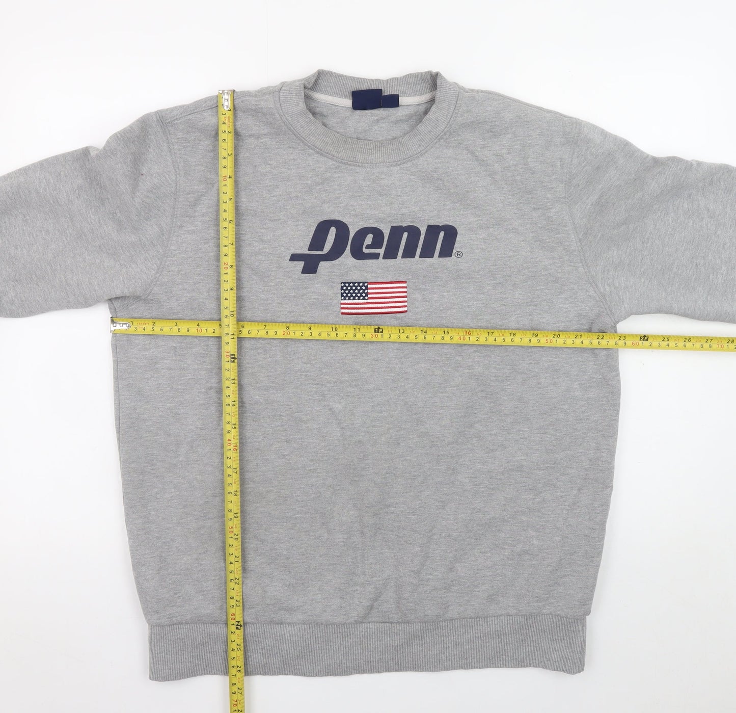 Penn x Primark Men's Grey Crew Neck XL Sweatshirt USA Flag Graphic