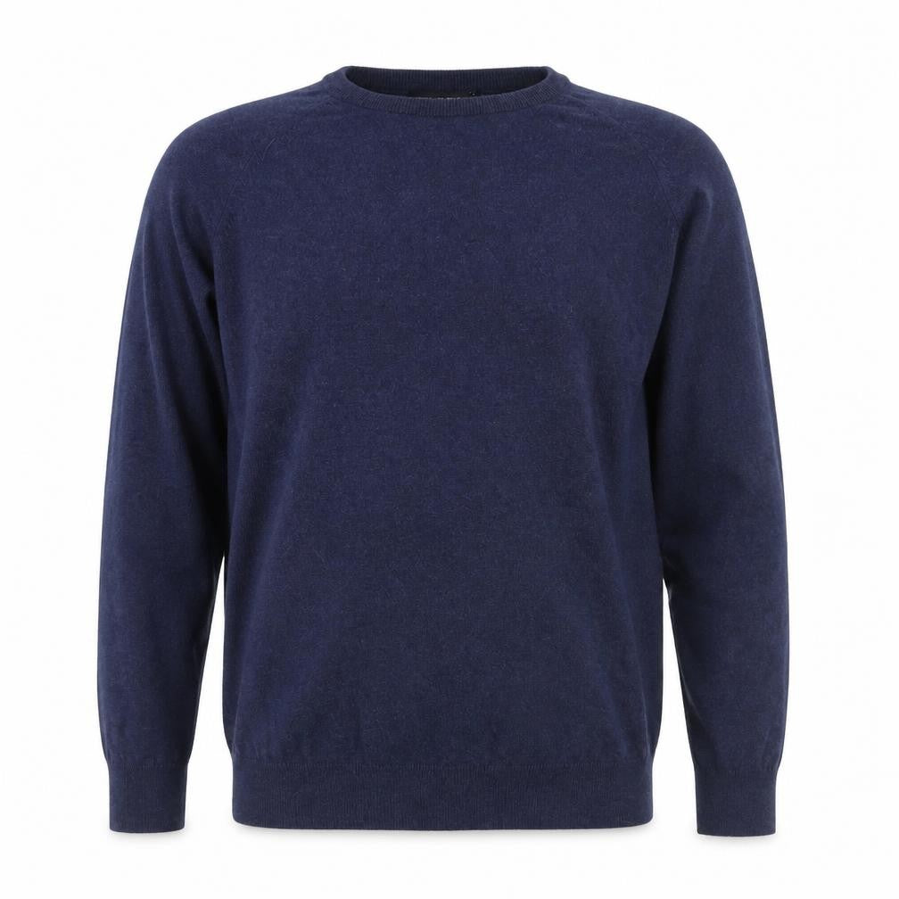French Connection Men's Blue Cotton Blend Crew Neck Jumper L