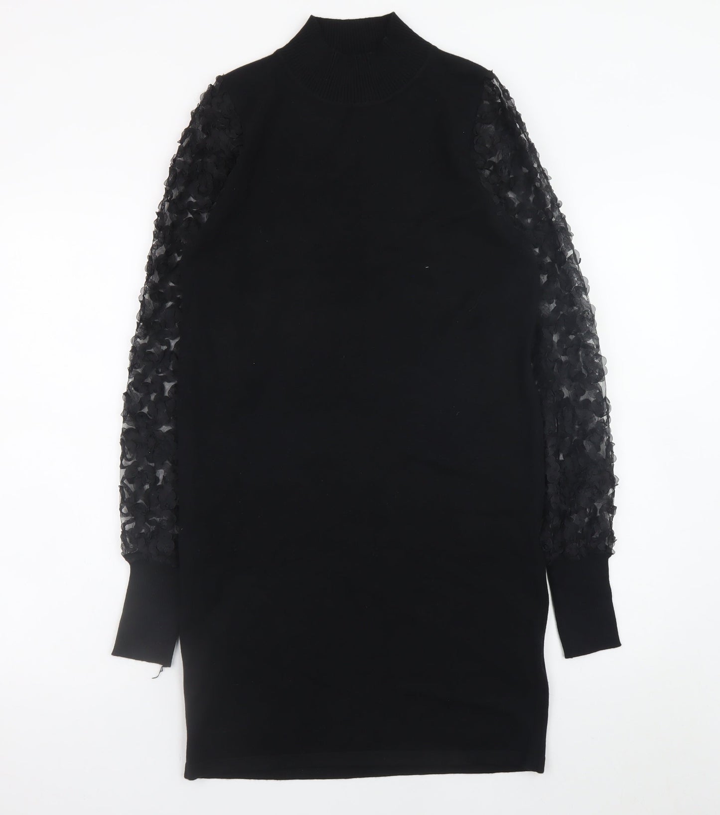 Mela London Women’s Black High Neck Knit Bodycon Dress Size S