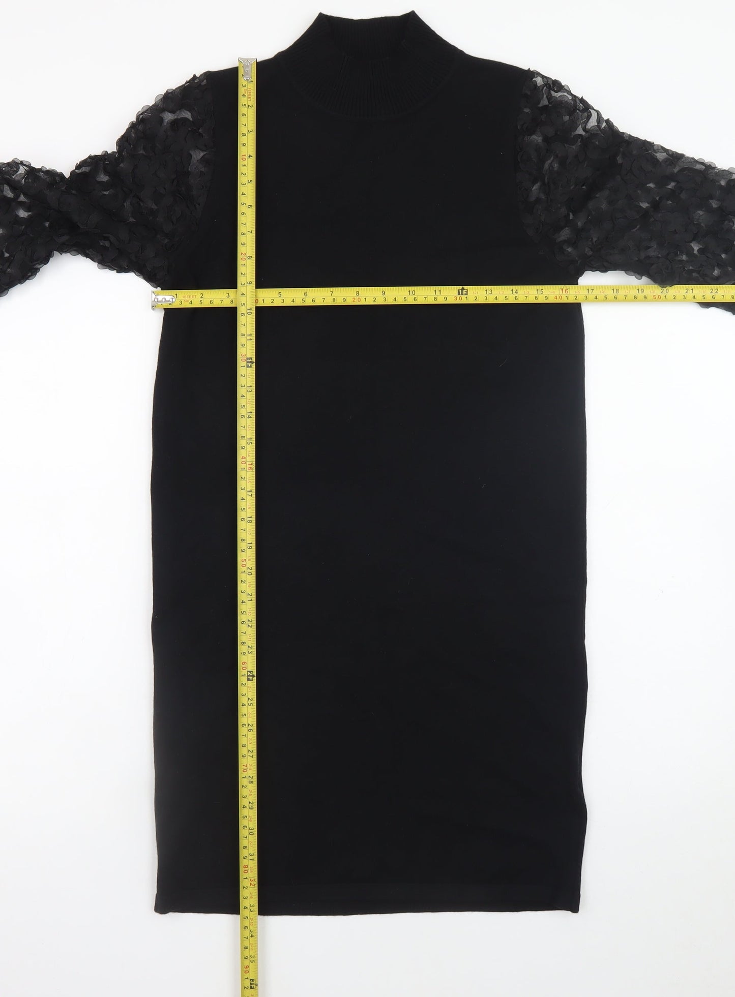 Mela London Women’s Black High Neck Knit Bodycon Dress Size S