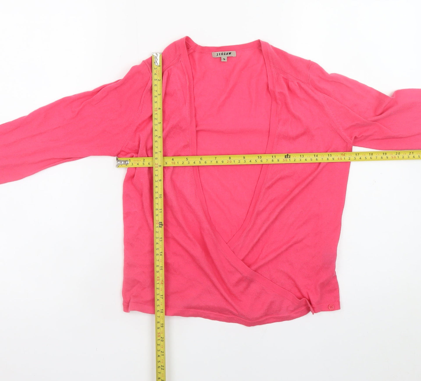 Jigsaw Women Pink Wrap V-Neck Cotton Knit Jumper Size S