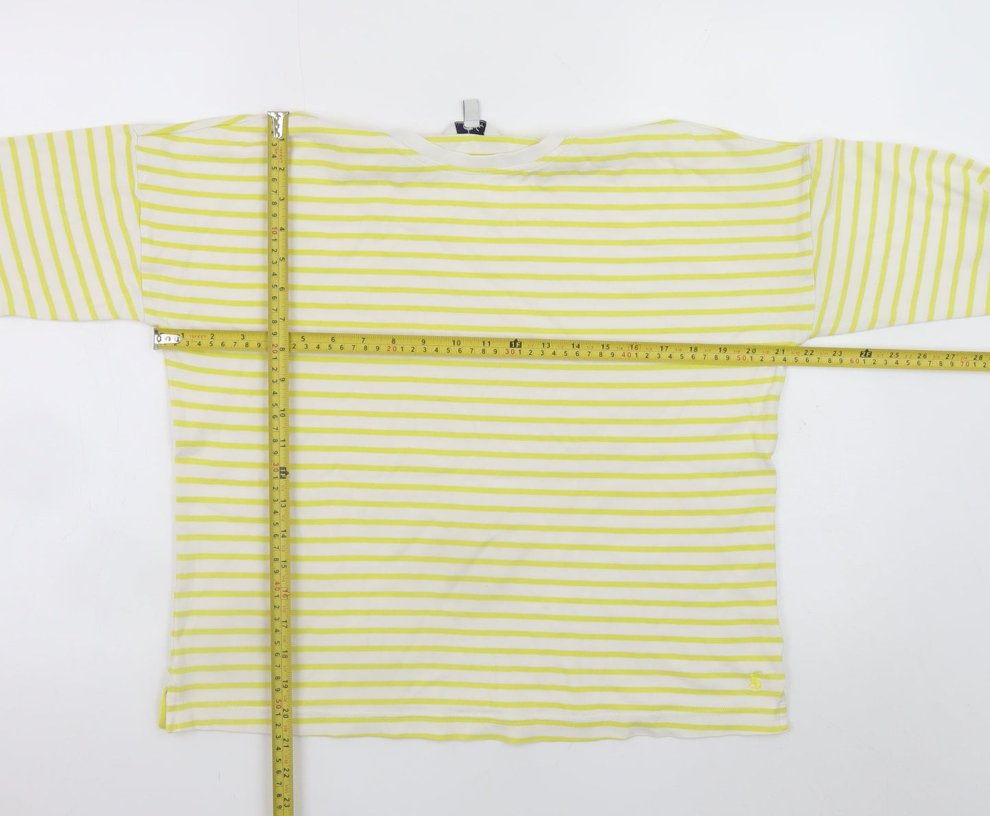 Joules Womens Yellow Striped Long Sleeve Cotton T-Shirt UK 10