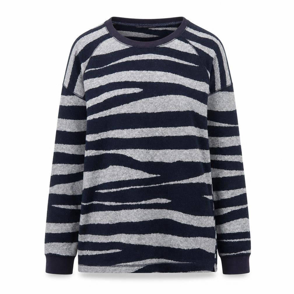 Marks and Spencer Womens Grey Zebra Print Crew Neck Pullover Jumper UK 12