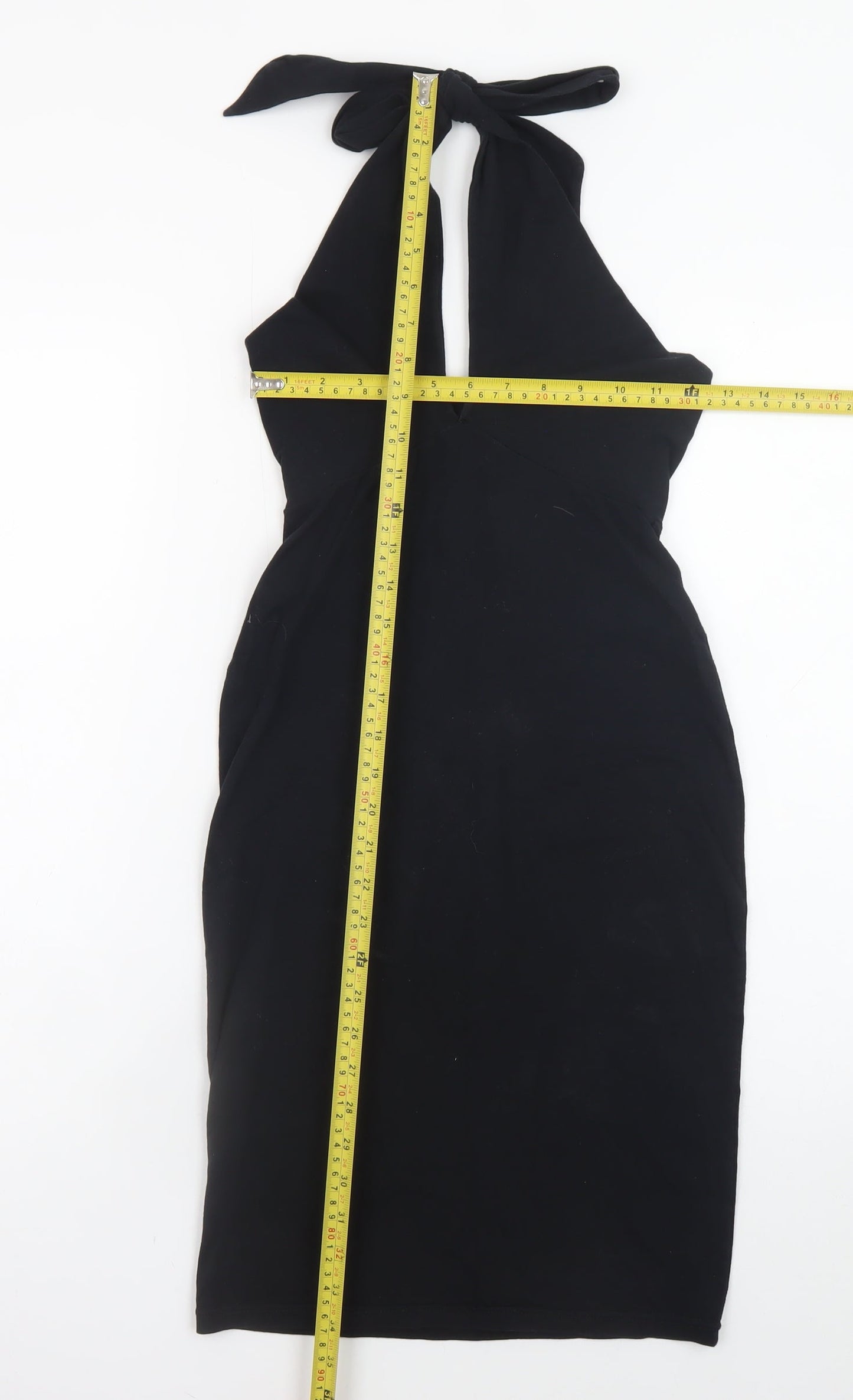 American Apparel Women Black Halter Bodycon Dress Size S