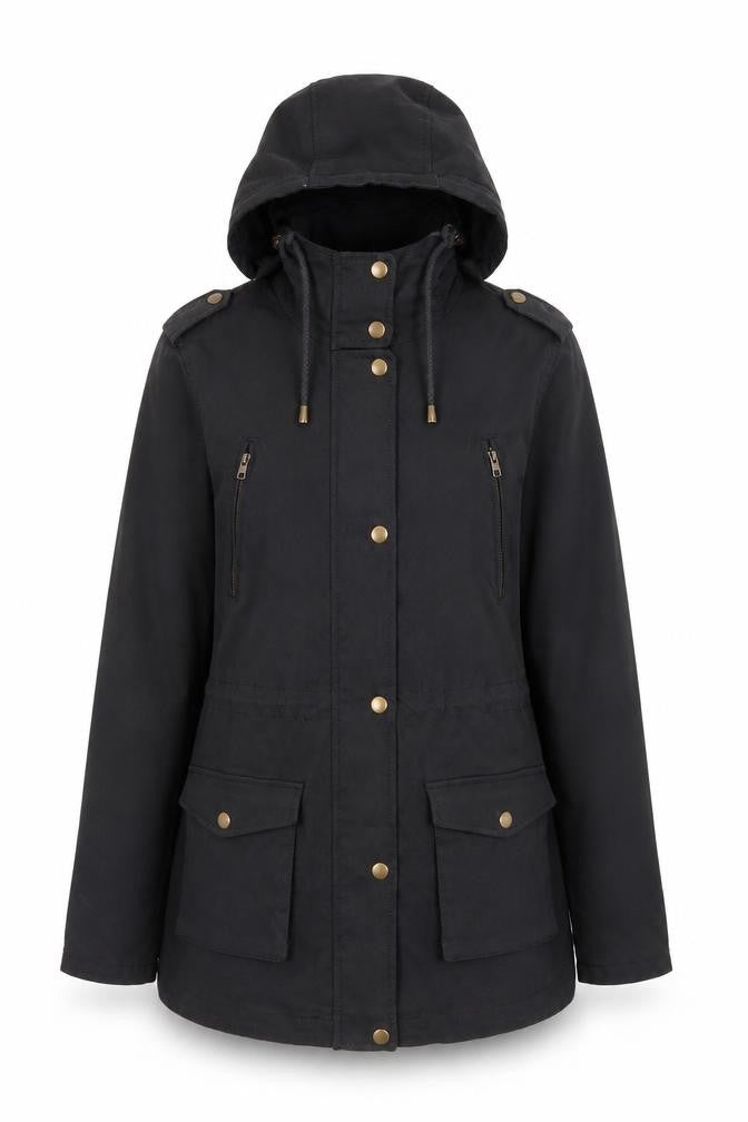 Eden Society Womens Black Hooded Parka Jacket Size M