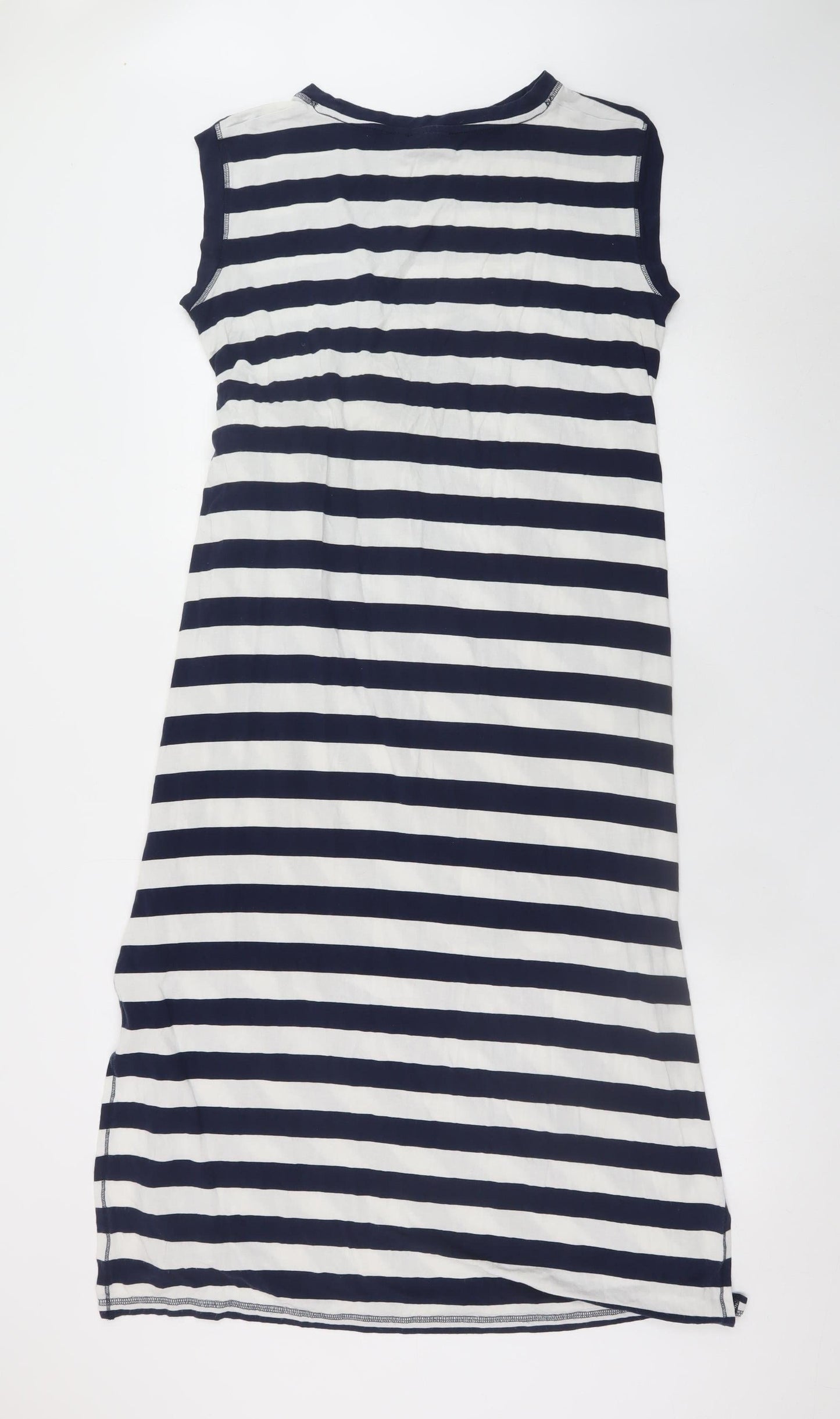 Next Women Blue White Striped Midi Bodycon Dress Size 14
