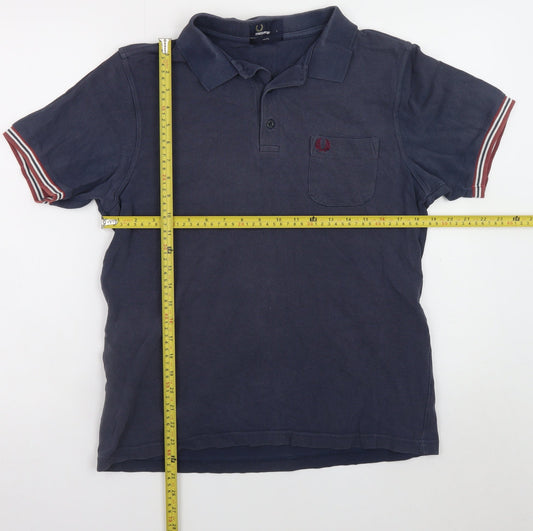 Fred Perry Men's Blue Slim Fit Cotton Polo Shirt Size L