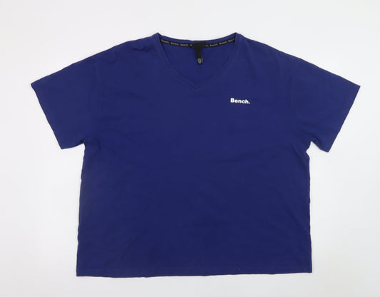 Bench Men's Blue V-Neck Cotton T-Shirt 3XL Classic Short Sleeve