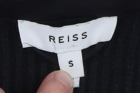 Reiss Men's Black Knit Sleeve Bomber Jacket Size S Full Zip