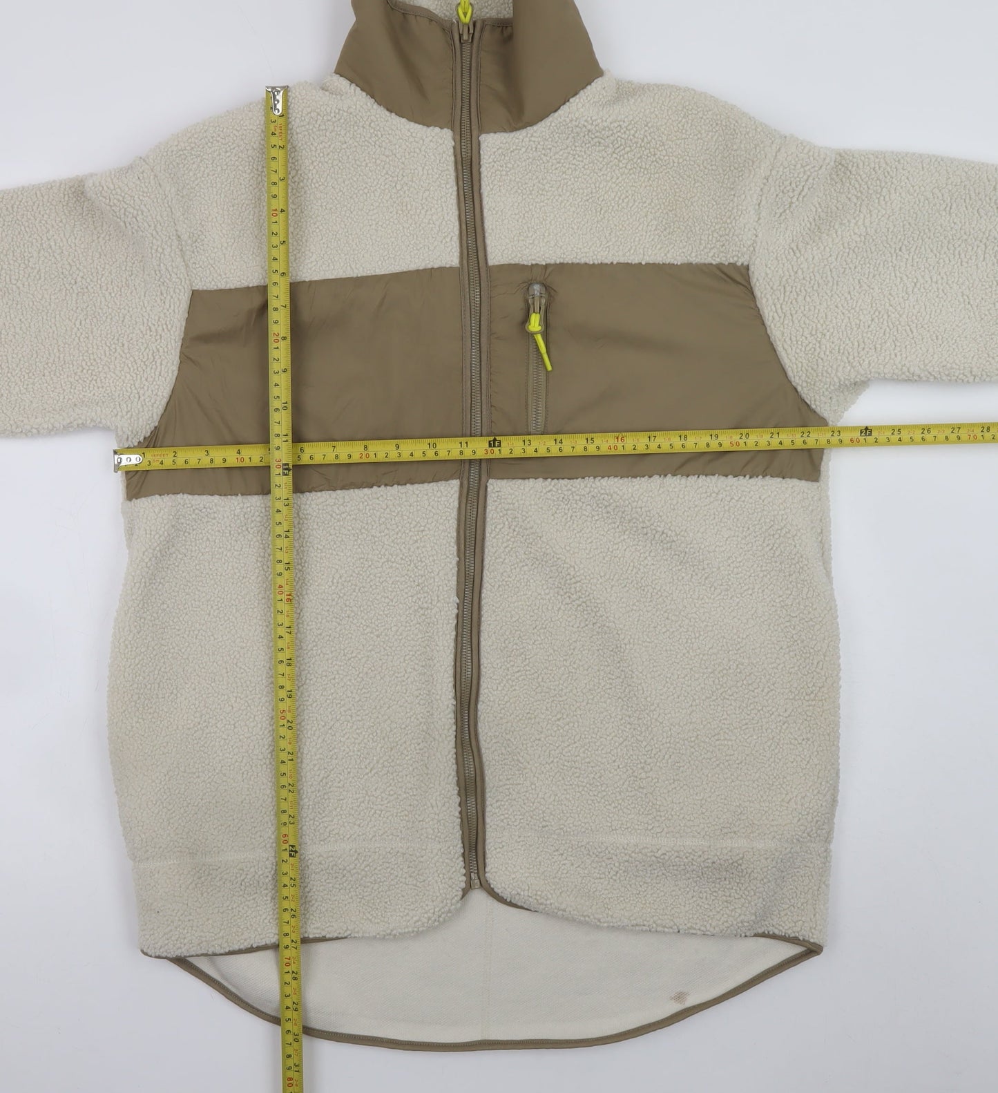 H&M Women’s Beige Fleece Zip Jacket S Regular Fit Casual Outerwear