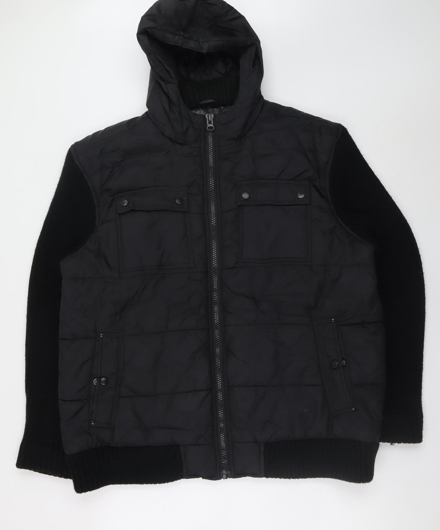 Urban Spirit Men's Black 2XL Hooded Puffer Jacket Winter Wear