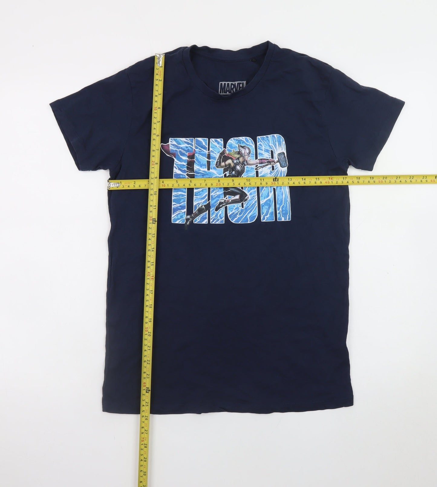 Marvel Men's Blue Thor Graphic Print Crew Neck T-Shirt Size S