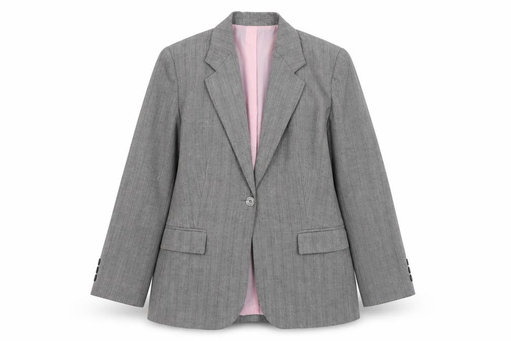 Marks & Spencer Women Grey Pinstripe Tailored Blazer UK 18 Petite