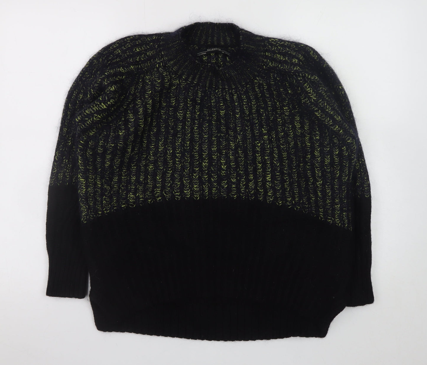 AllSaints Men's Black Wool Blend Chunky Knit Jumper Size S
