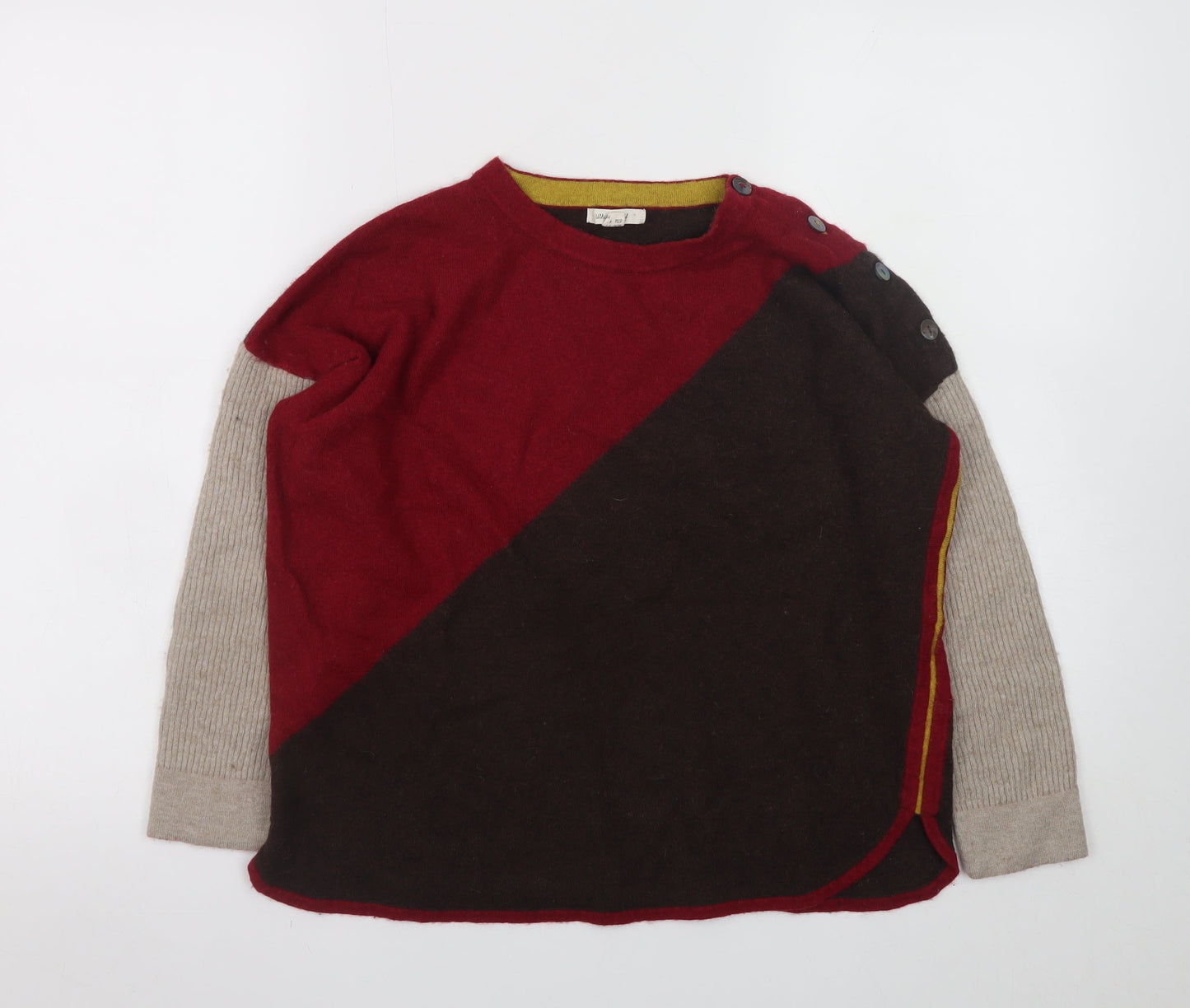 White Stuff Women's Multicoloured Wool Blend Pullover Jumper UK 14