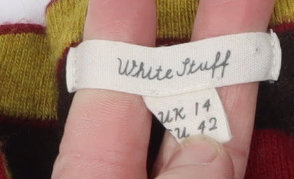 White Stuff Women's Multicoloured Wool Blend Pullover Jumper UK 14