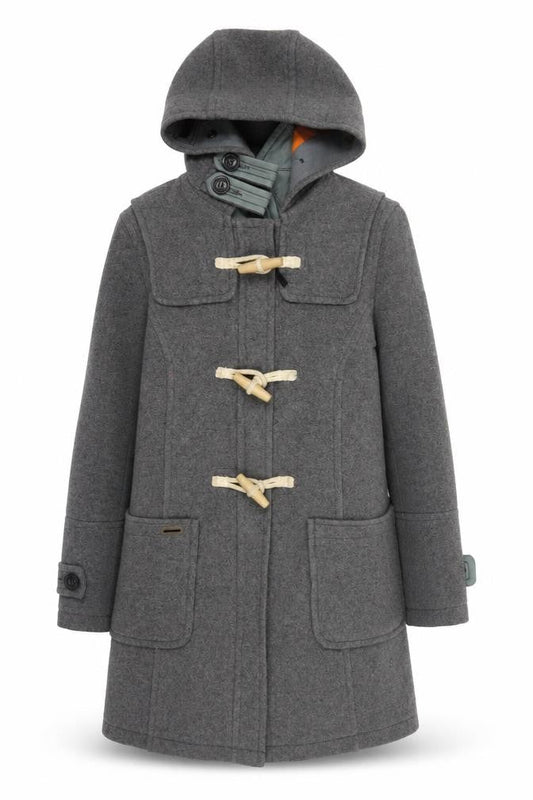 Superdry Men's Grey Wool Blend Duffle Coat XS Hooded Toggle Winter Jacket