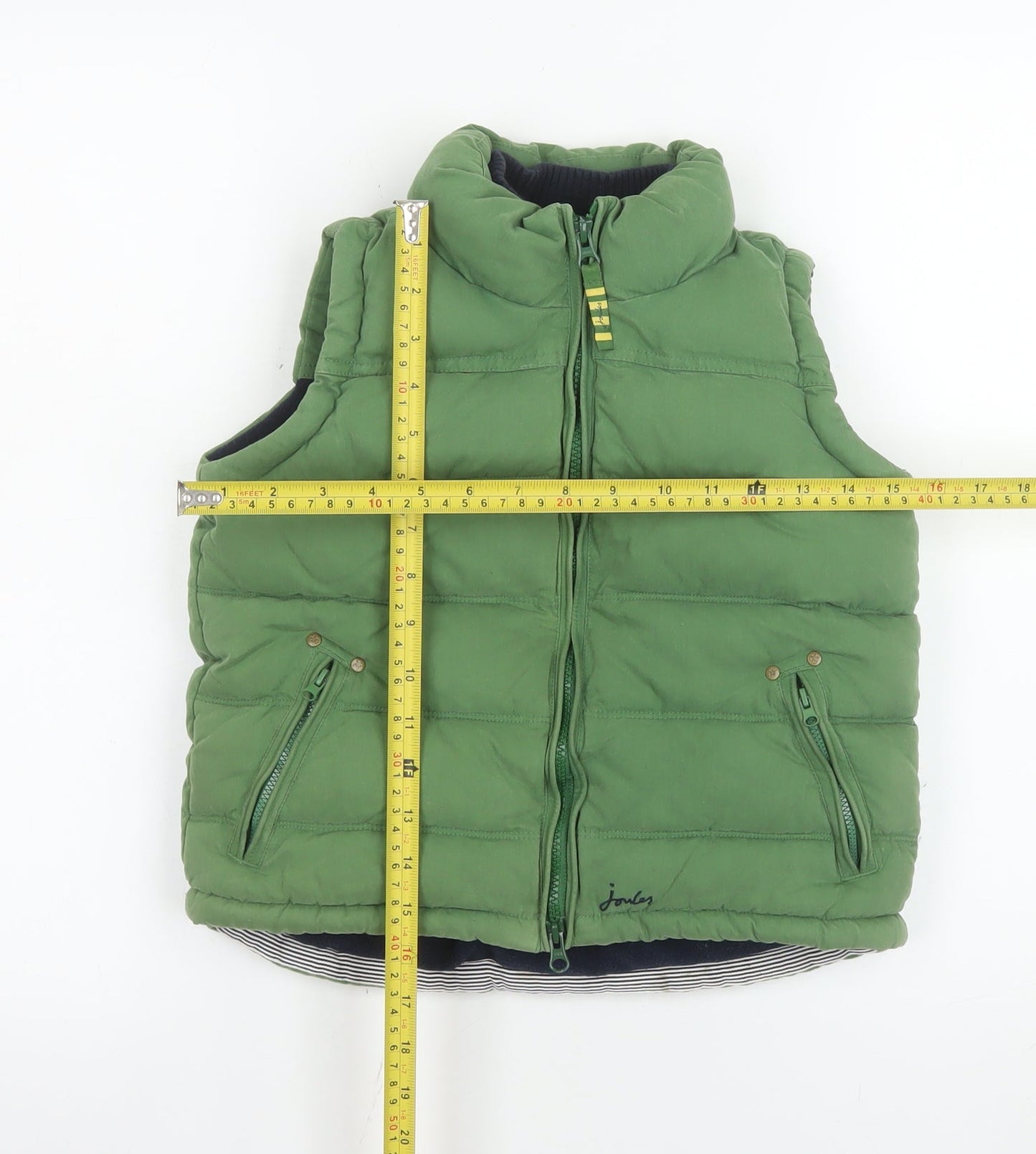 Joules Boys Green Padded Bodywarmer Gilet Age 7 Cotton Blend