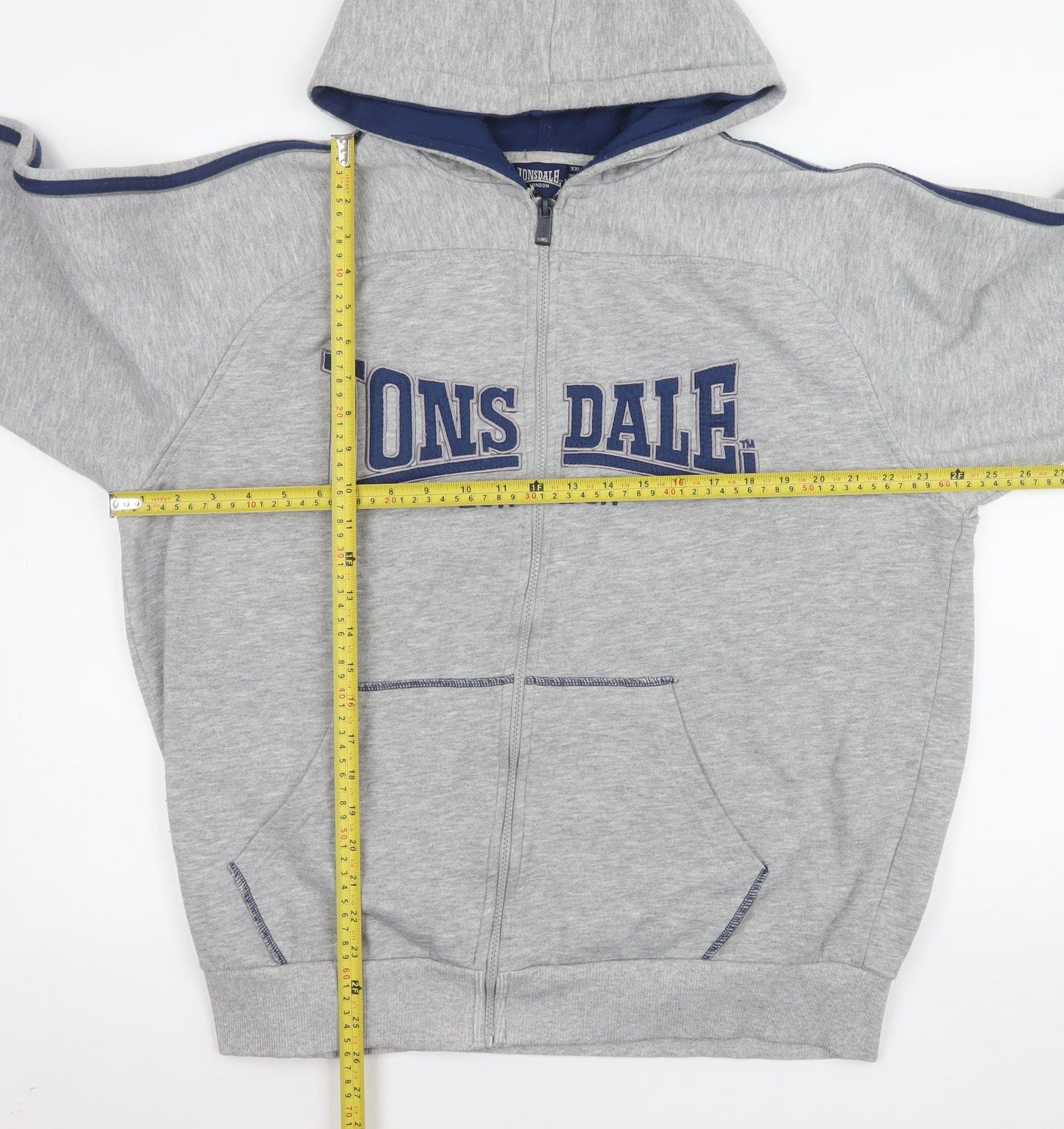 Lonsdale Men Grey 2XL Hooded Full Zip Basic Sports Jacket