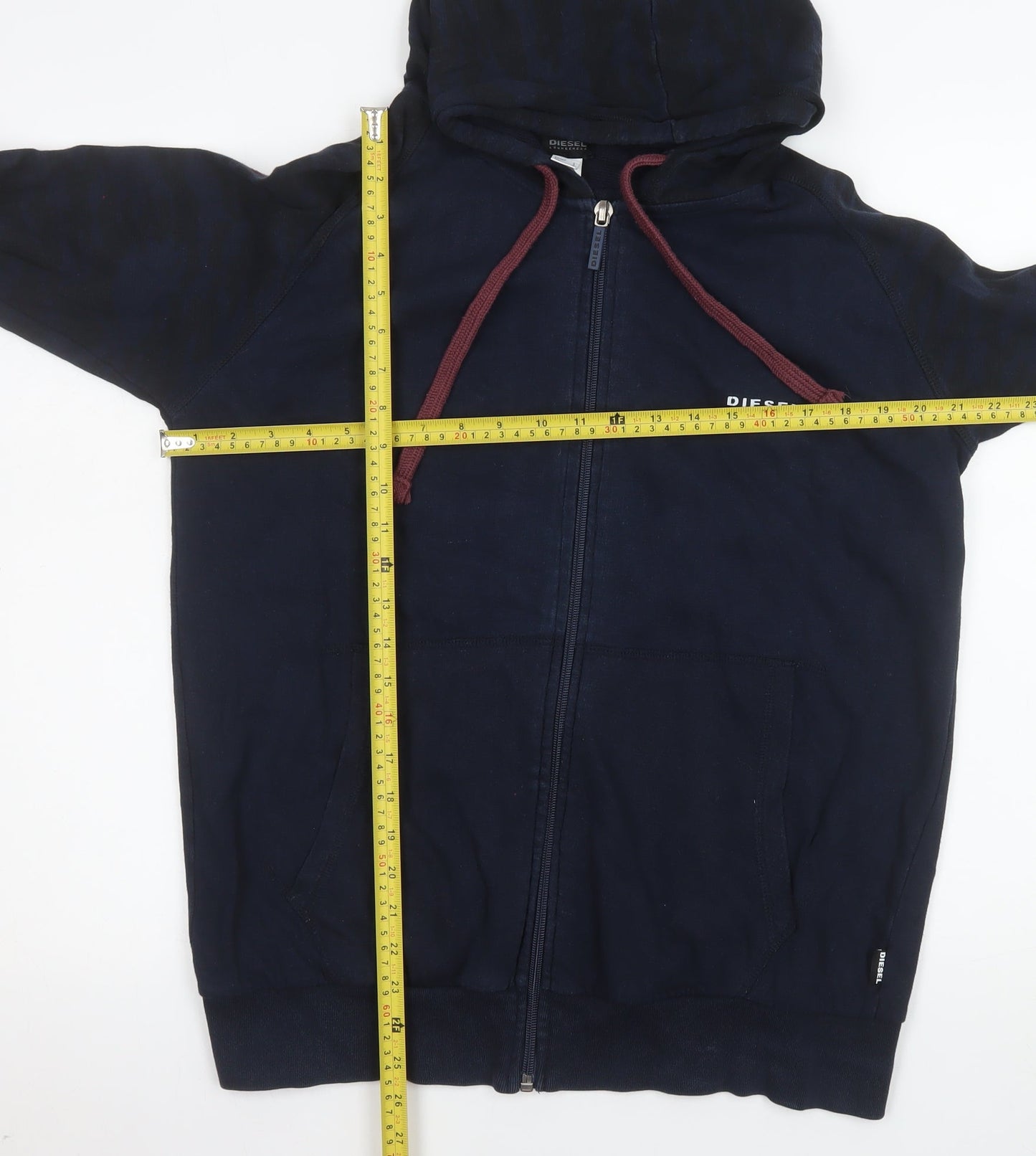 Diesel Mens Blue Full Zip Hooded Cotton Jacket Size L