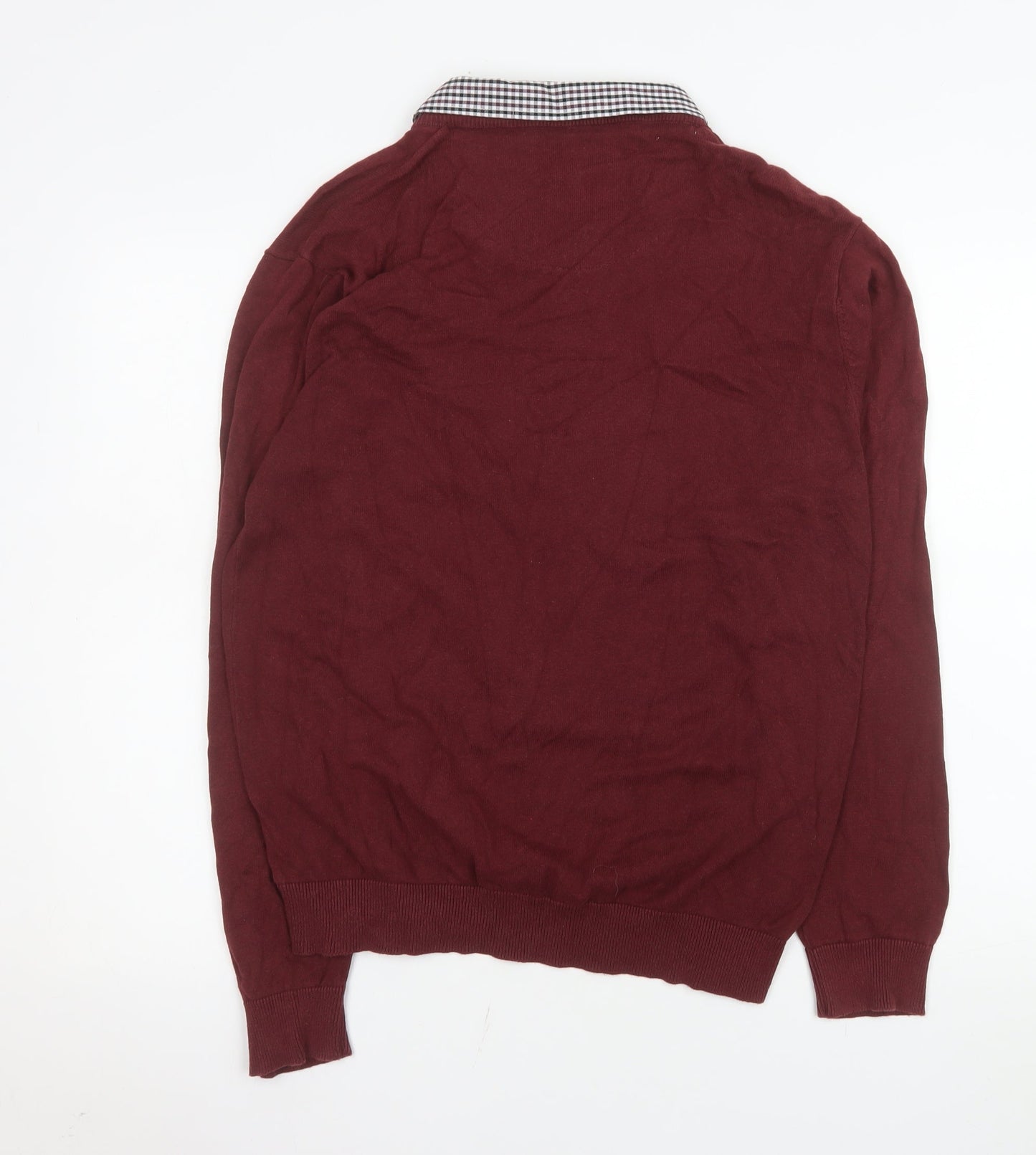 Enzo Moretti Men's Red XL Pullover V-Neck Cotton Sweatshirt