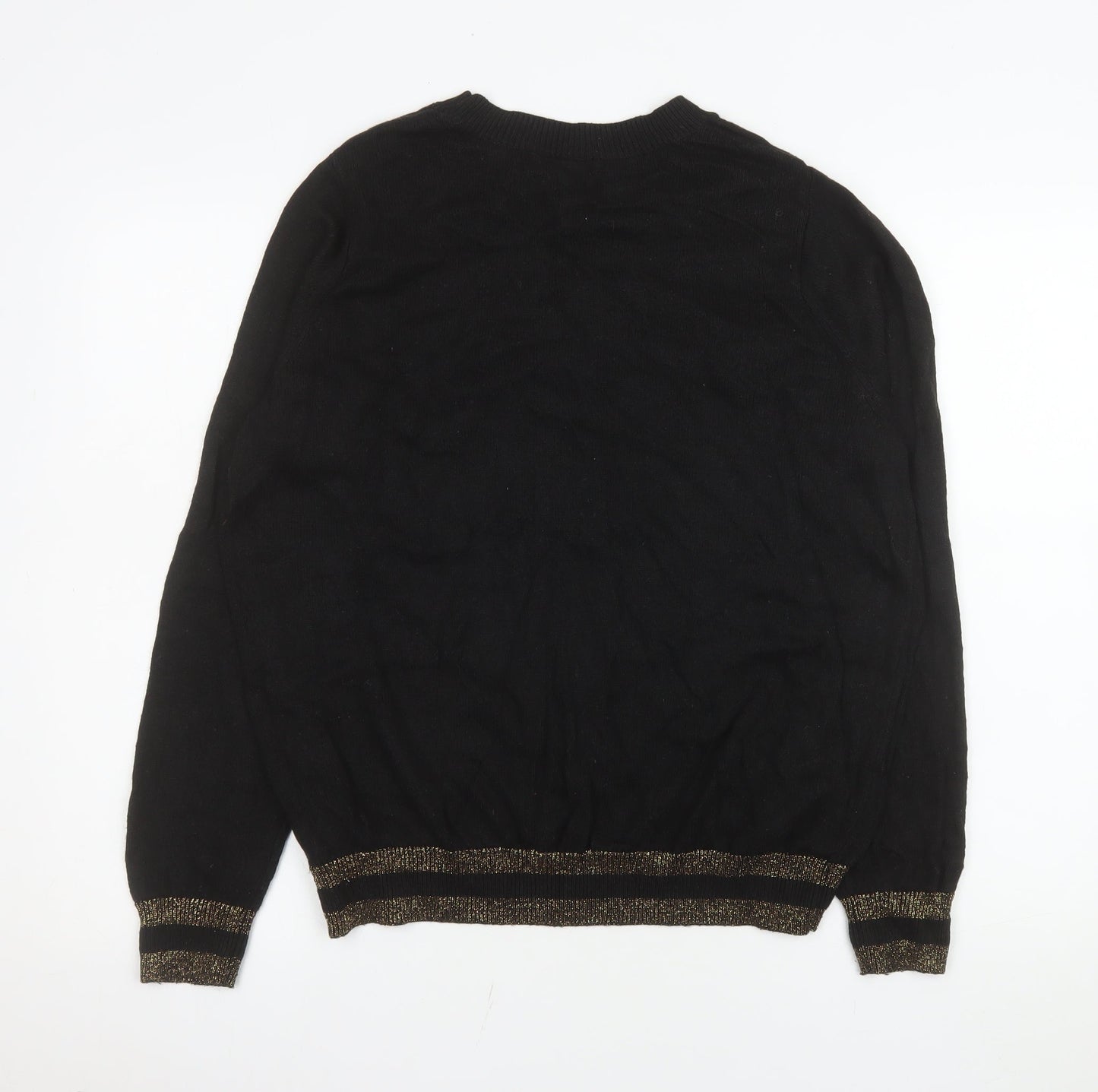 H&M Women’s Black Sequin Bird Cage Jumper Size 14