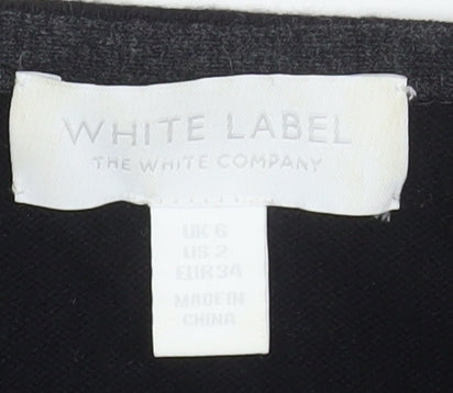 The White Company Women’s Black Knit Bodycon Dress Size 6 V-Neck Long Sleeve