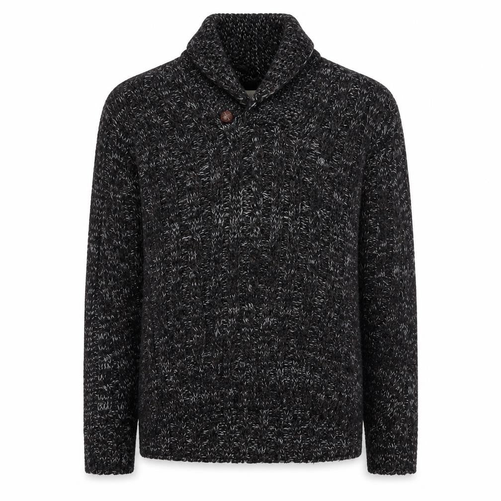 Burton Men’s Brown L Cable-Knit Wool Blend Collared Jumper