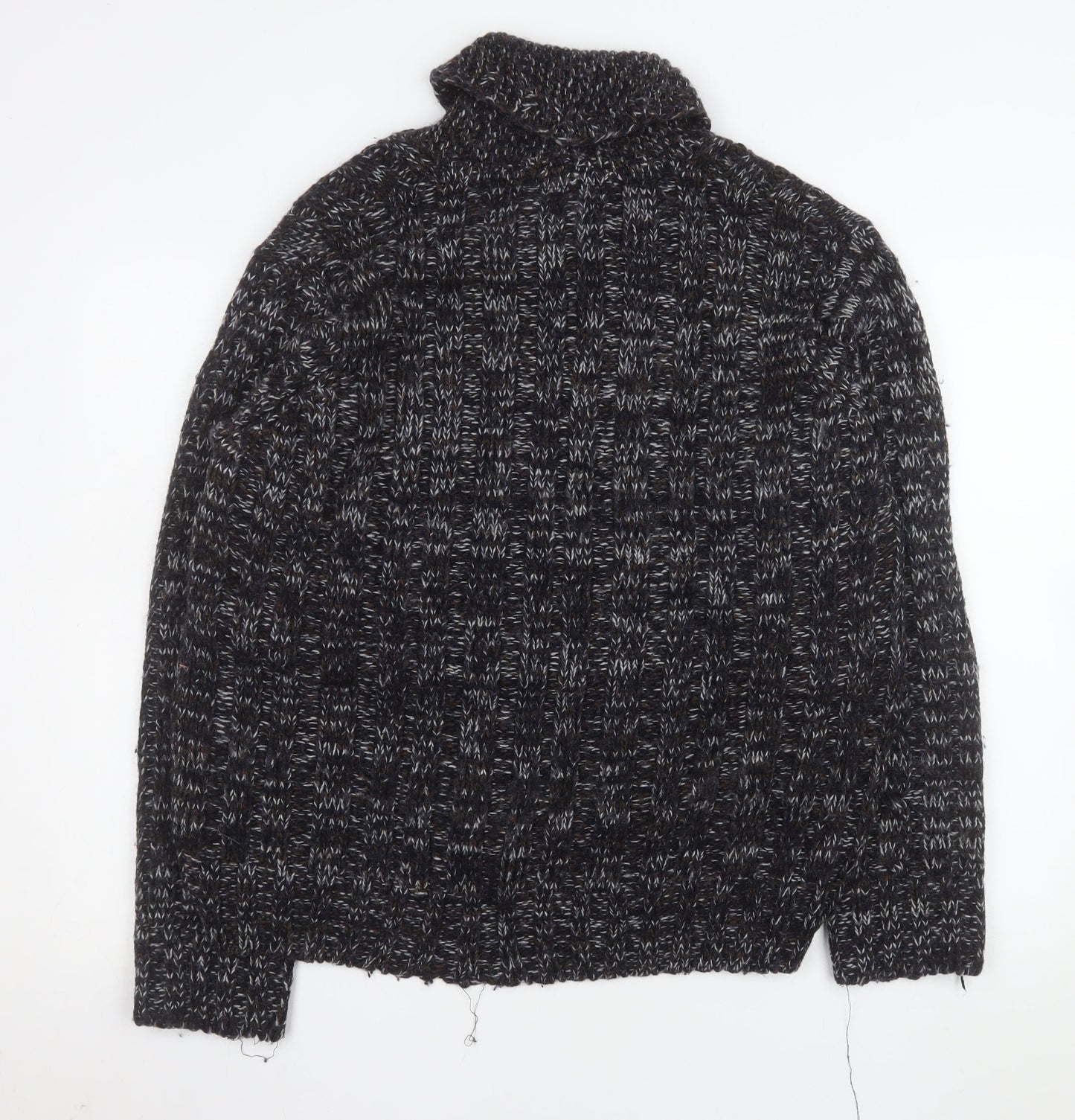 Burton Men’s Brown L Cable-Knit Wool Blend Collared Jumper