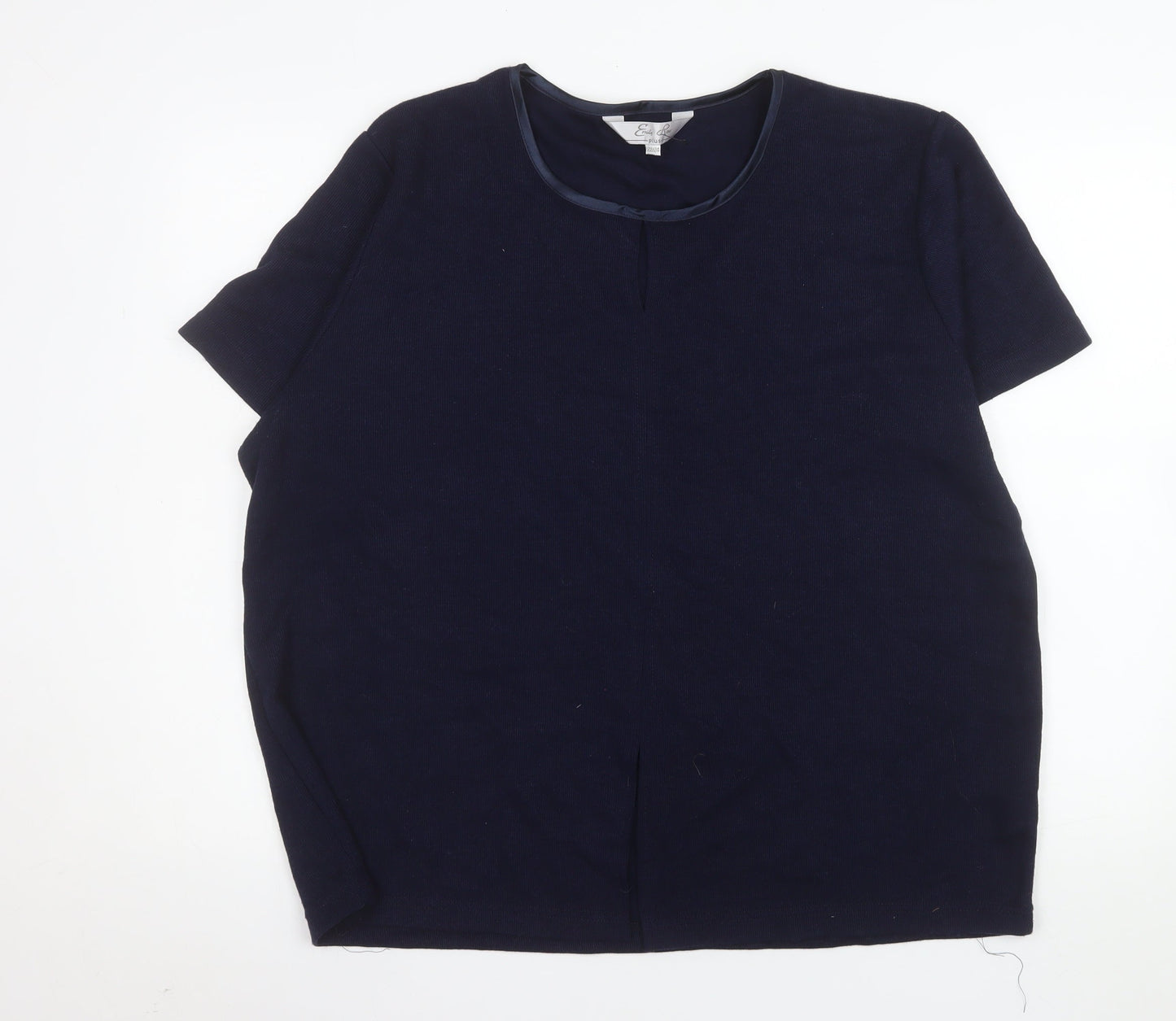 Emily Rose Women Blue Plus Size 22/24 Basic Short Sleeve T-Shirt