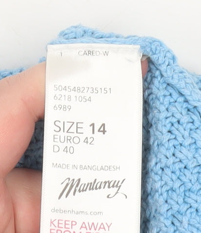 Mantaray Women Blue Cable-Knit Jumper Size 14 Cotton Blend