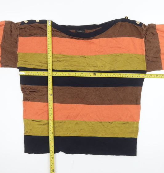 Jaeger Women’s Multicoloured Striped Knit T-Shirt Short Sleeve S