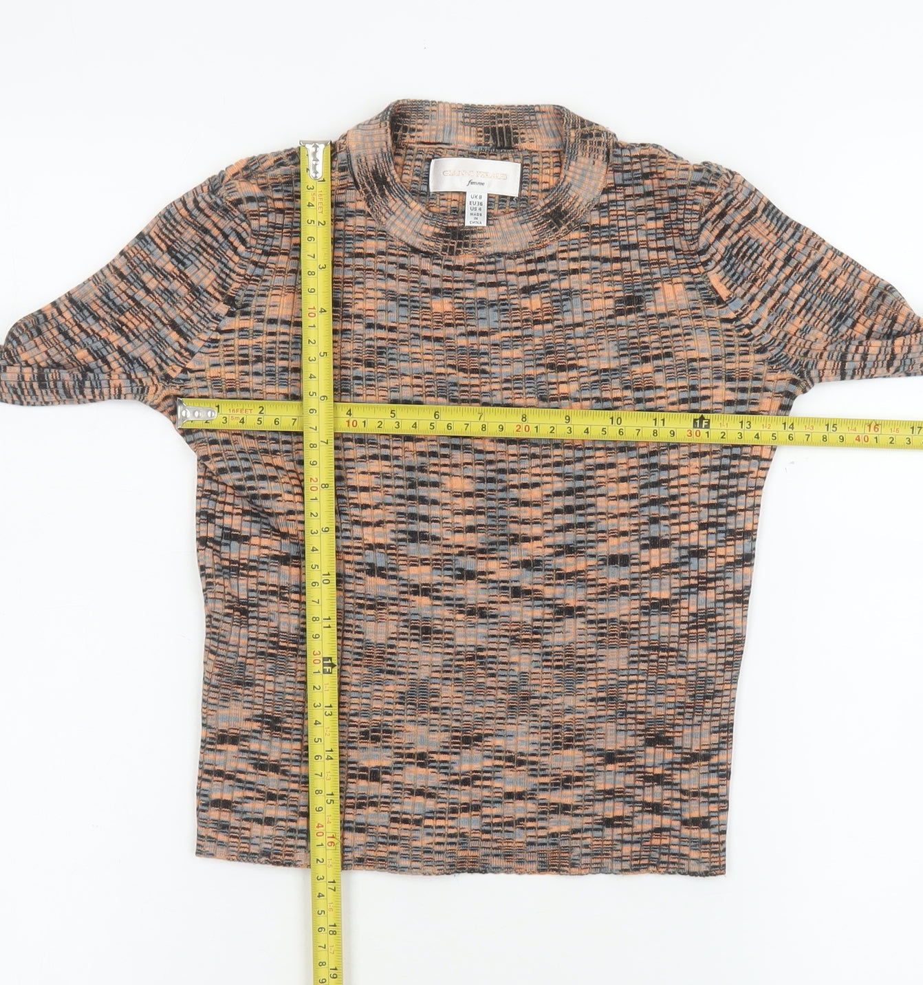 Gianni Peraud Women’s Multicoloured Mock Neck Long Sleeve Knit Blouse Size 8