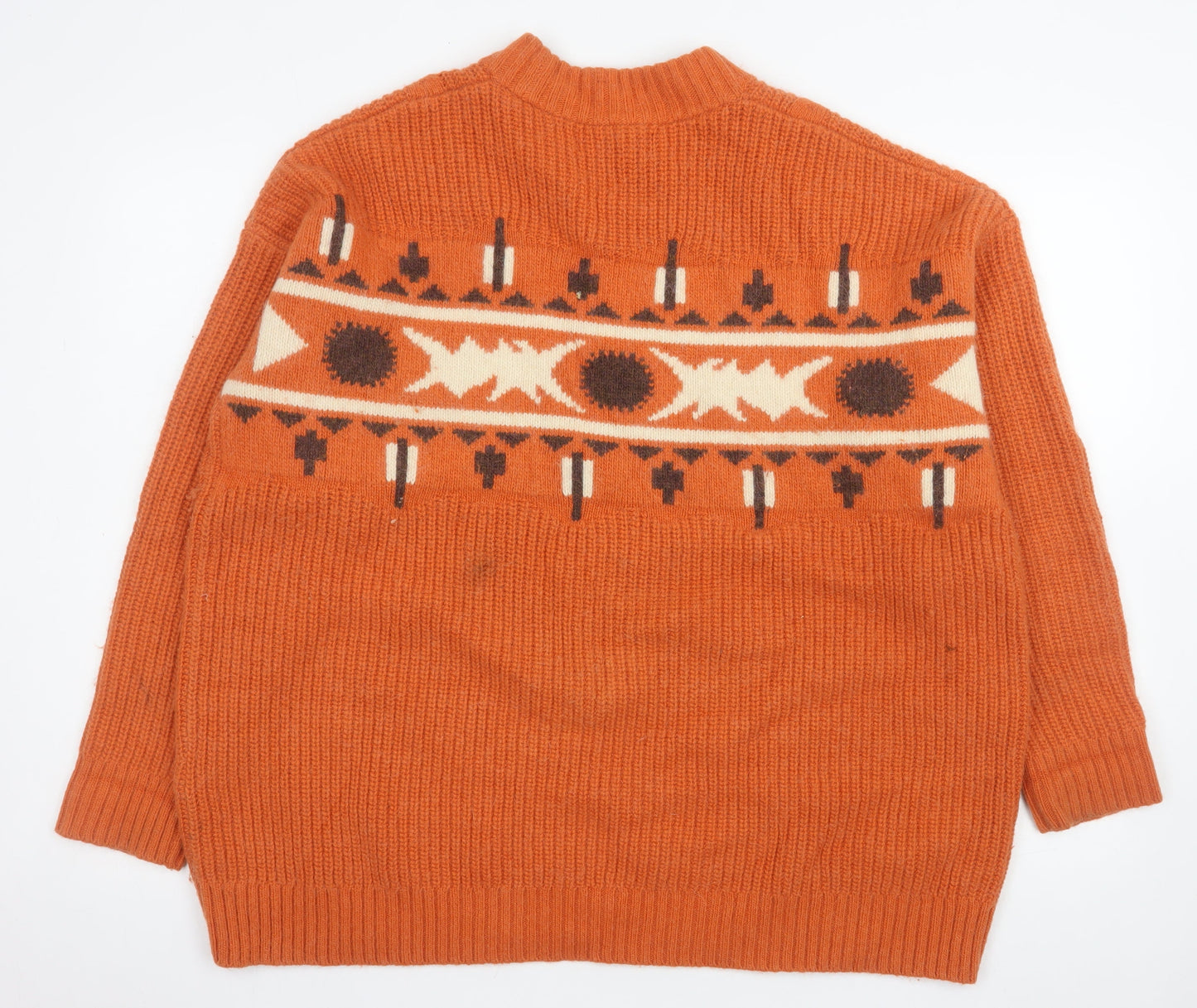 DRY 十人十色 Women’s Orange Wool Alpaca Cable-Knit Jumper Size 14