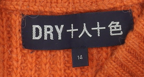 DRY 十人十色 Women’s Orange Wool Alpaca Cable-Knit Jumper Size 14