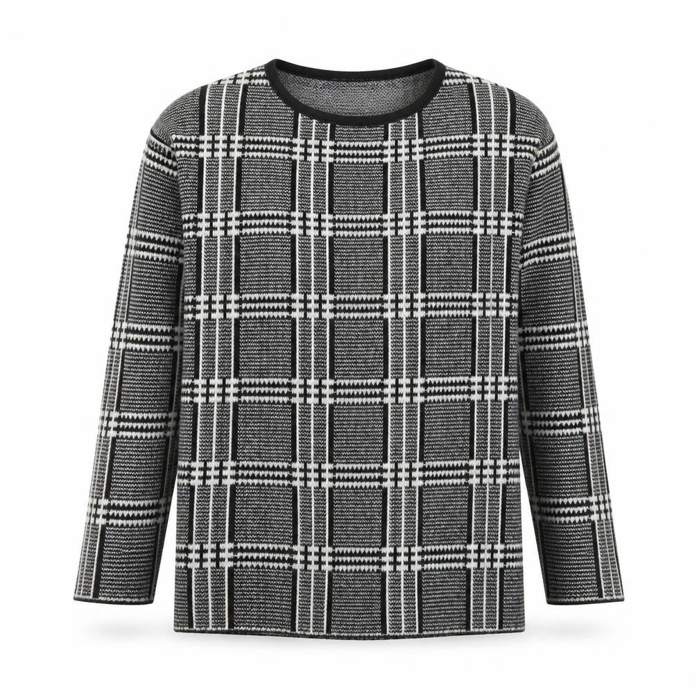 Marks and Spencer Womens Grey Check Knit Jumper UK 14