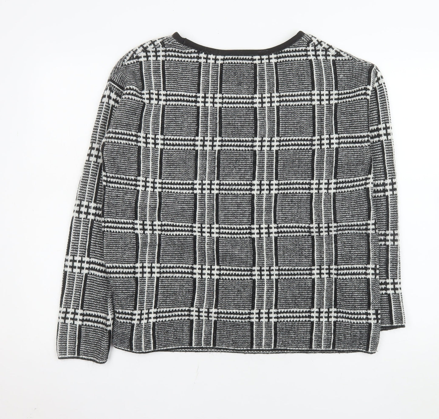 Marks and Spencer Womens Grey Check Knit Jumper UK 14