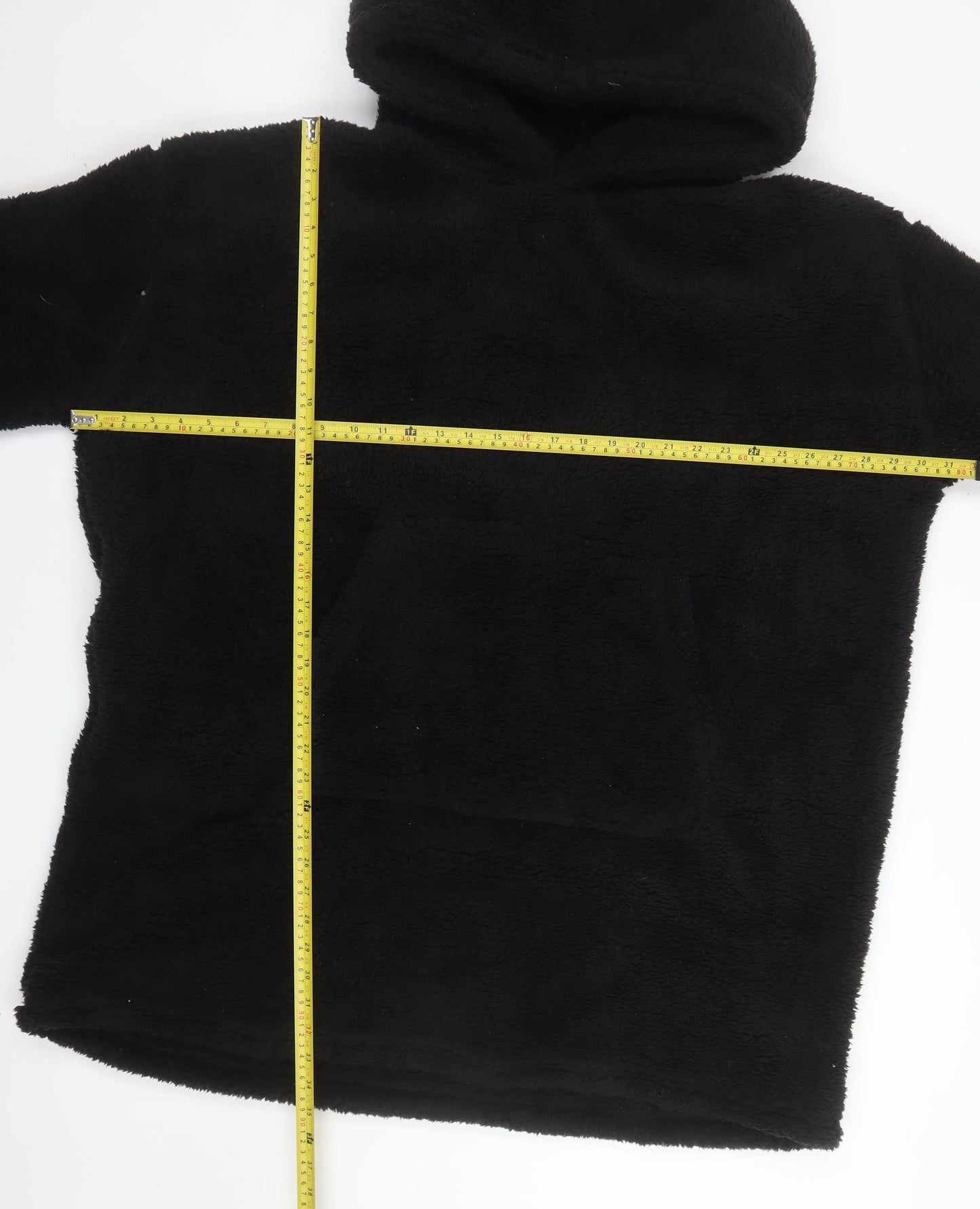 Huggable Hoodie Womens Black Fleece Oversized Hooded Robe One Size