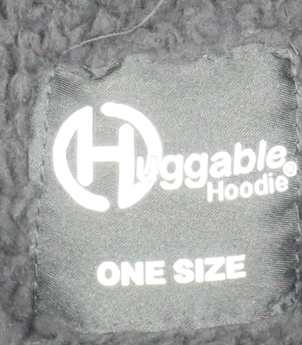 Huggable Hoodie Womens Black Fleece Oversized Hooded Robe One Size