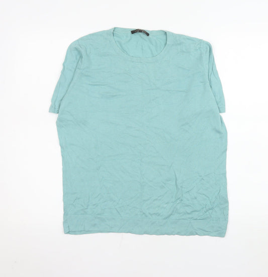 Jaeger Women’s Blue Short Sleeve Basic T-Shirt Size L Cotton Blend