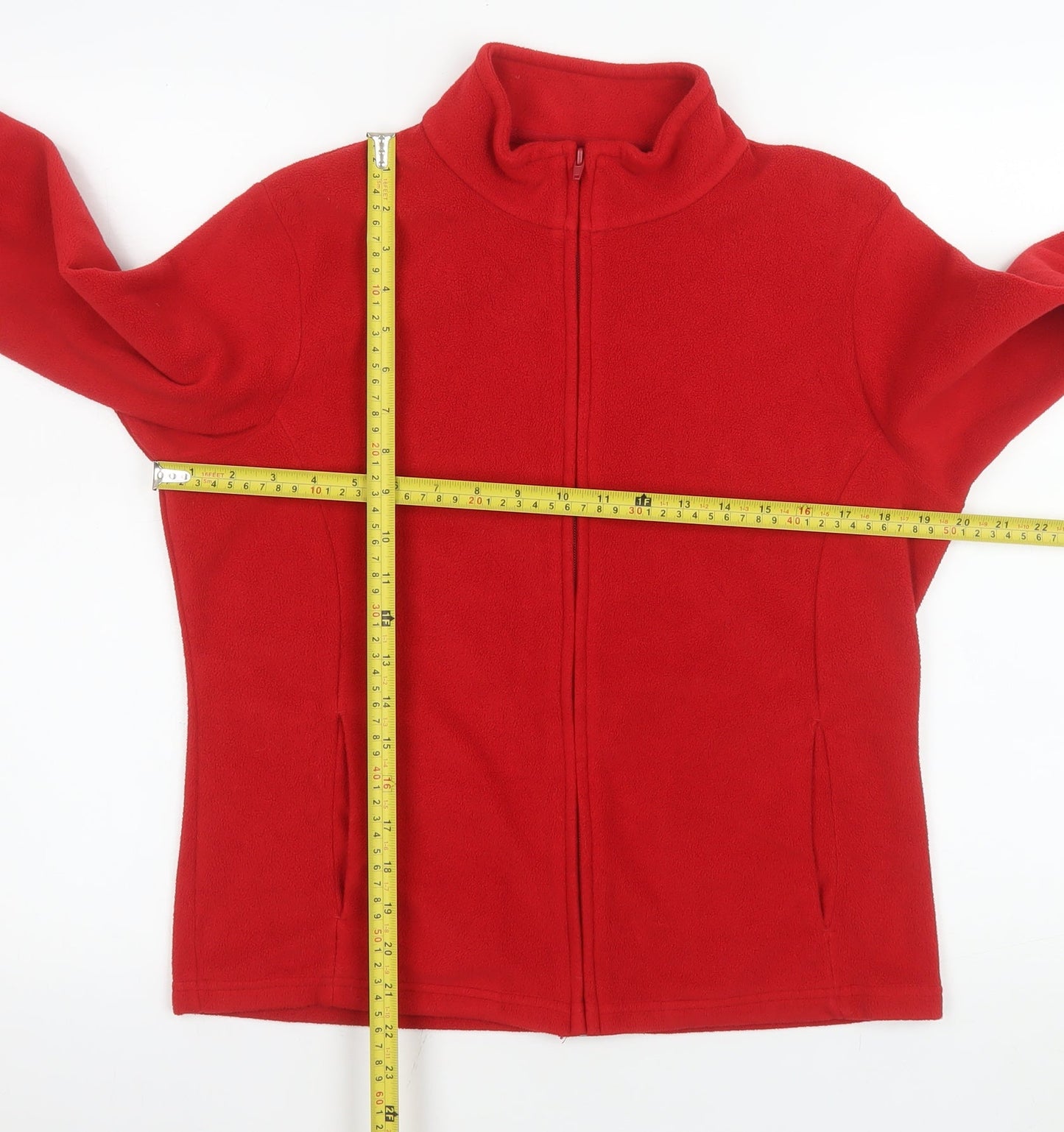 Marks and Spencer Womens Red Fleece Full Zip Jacket Size 14