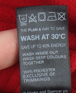 Marks and Spencer Womens Red Fleece Full Zip Jacket Size 14