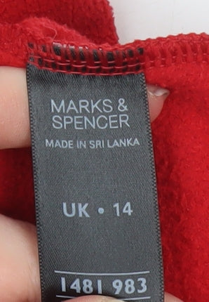 Marks and Spencer Womens Red Fleece Full Zip Jacket Size 14
