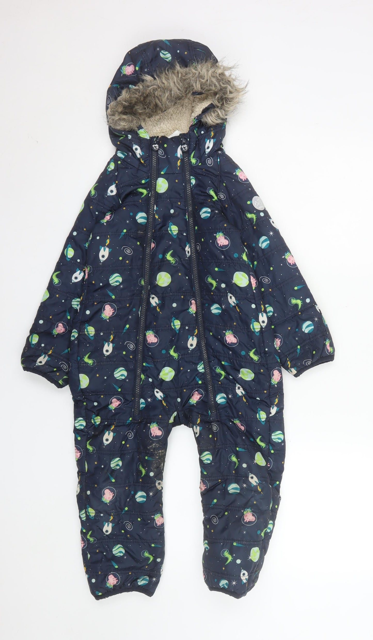 Regatta Girls Blue Peppa Pig Winter Snowsuit 6 Years Hooded Puffer