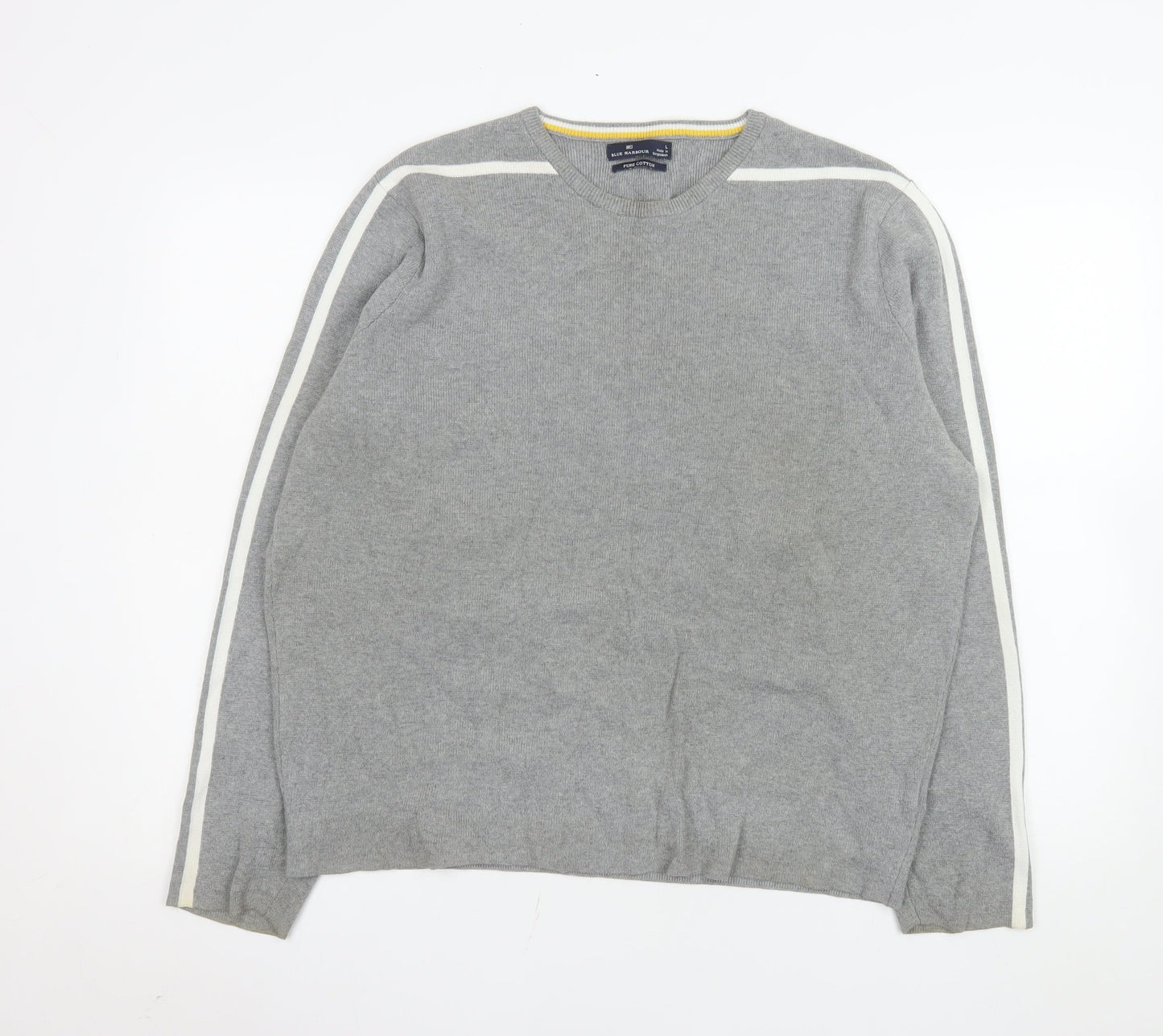 Marks and Spencer Men's Grey Cotton Crew Neck Pullover Jumper L