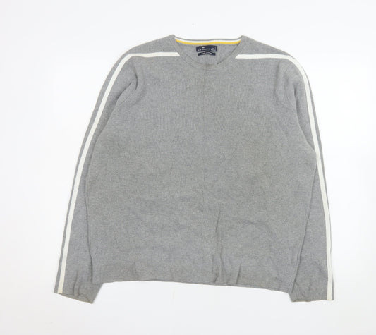 Marks and Spencer Men's Grey Cotton Crew Neck Pullover Jumper L