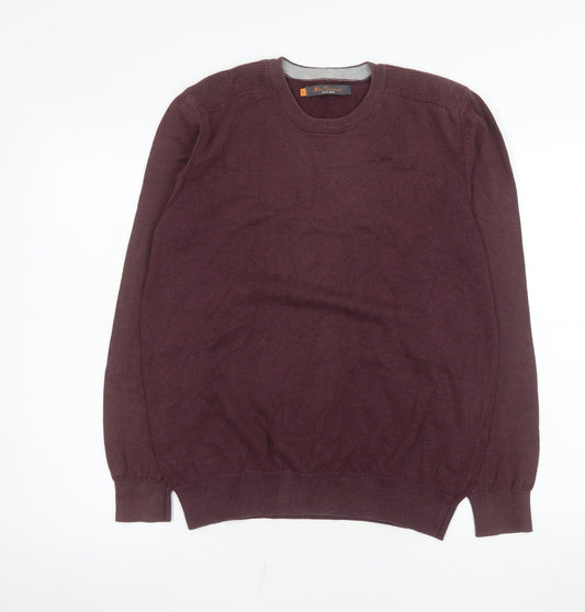 Ben Sherman Men's Red Cotton Crew Neck Jumper Size M