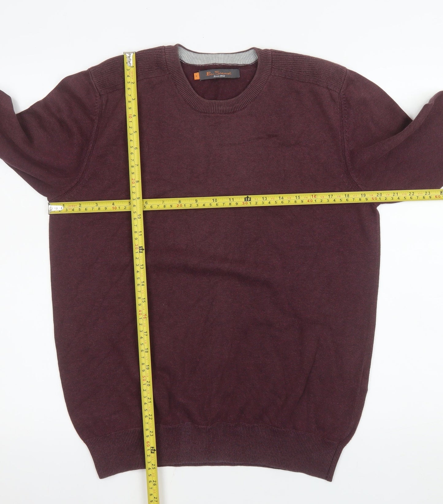 Ben Sherman Men's Red Cotton Crew Neck Jumper Size M