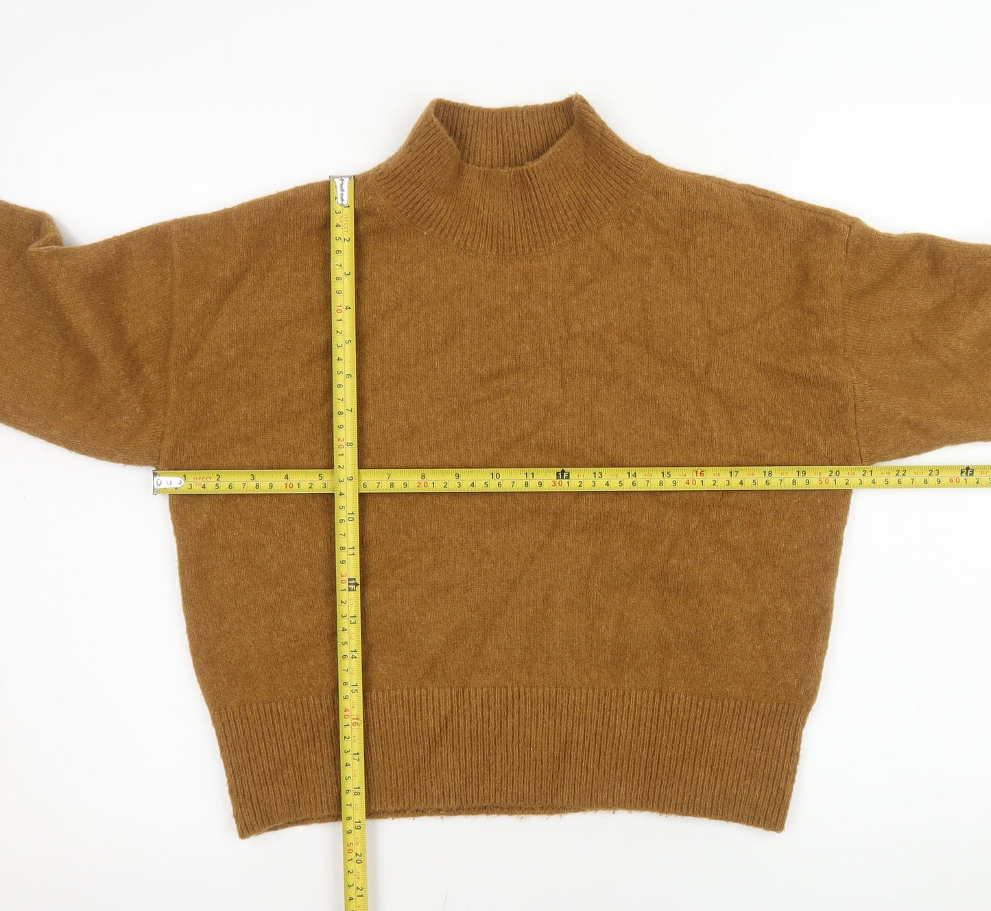 & Other Stories Women Brown Mock Neck Long Sleeve Knit Jumper XS