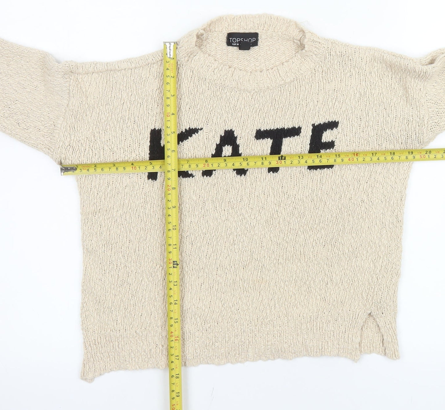 Topshop Women's Beige Knit Pullover Jumper Size 10 Cotton